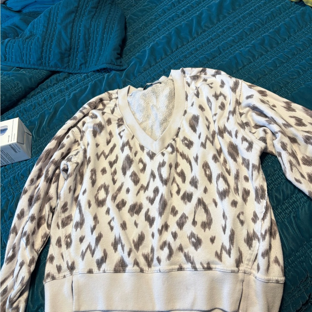 Evereve Leopard Print V-Neck Sweater